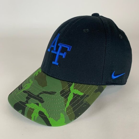 Air Force Falcons NCAA Black Green Camo Nike Heritage86 Strapback Hat - Picture 1 of 6